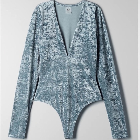 TNA Crushed Velvet Longsleeve Bodysuit - Picture 2 of 7